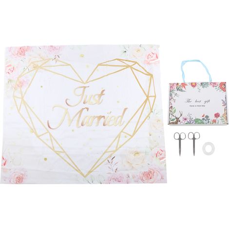 Fond de scène mariage amour en polyester, romantique installation rapide, cœurs pour cérémonie fiançailles avec boîte cadeau (1/5)
