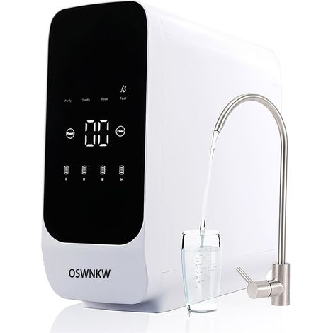 LEDANDER Système RO sans réservoir 600GPD à haut débit, réduit les TDS, rapport de vidange 1:2,mineralisé, lumière UV, purificateur d'eau compact sous l'évier (1/4)