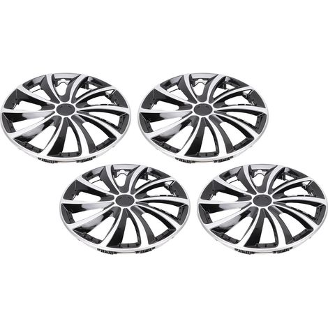 4 Pièces Enjoliveurs de 16 Pouces, Protection Universelle Anti-Rayures, Couvre-Jantes D'aspect élégant avec Matériau ABS de qualité Supérieure, pour la Plupart des Voitures, (Argent Noir) (1/5)