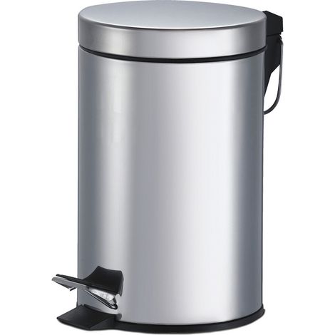 1PZ PATTUMIERA TONDA IN ACCIAIO h.26 - ø20 cm