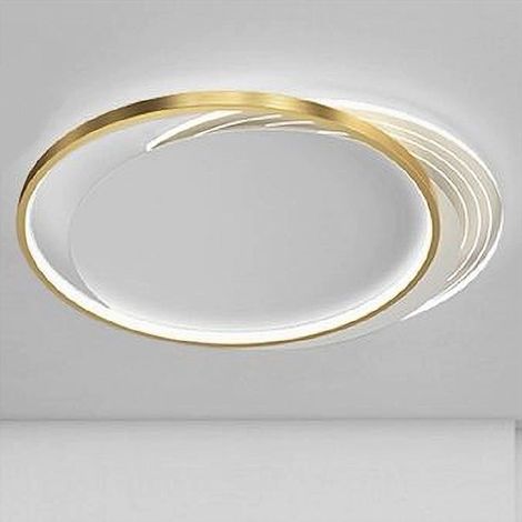 TrAdE Shop Traesio - Plafoniera Led 30watt Cerchio Oro Lampadario Da Soffitto Tondo Luce Fredda 70722 - (1/5)