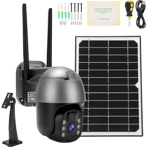 Caméra de surveillance extérieure 1080P HD 355° rotation motorisée, panneau solaire, IP66 étanche, 4G bande américaine, détection de mouvement PIR (1/5)