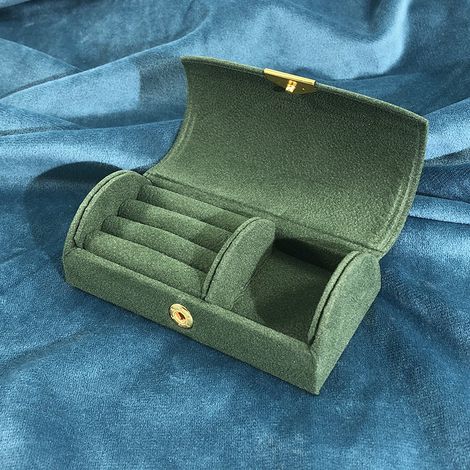 Boîte à bijoux compacte et élégante pour boucles d'oreilles, bagues et colliers : organisateur à bijoux de voyage et cadeau pour petite amie - Étui portable pour voyage, Couleur vert (1/5)