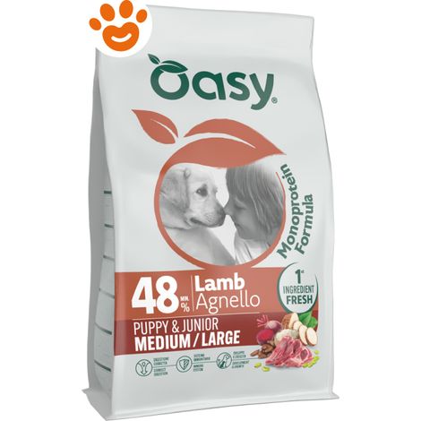 Oasy Dog Monoprotein Puppy Medium/Large Agnello - Sacco 10 Kg -