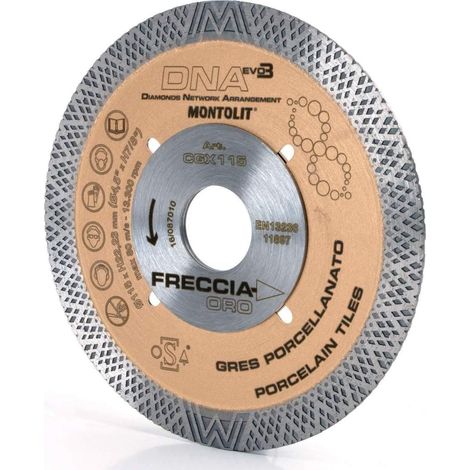 DISCO DIAMANTATO 115 MM MONTOLIT DNA CGX115 PER GRES E CERAMICA DURA