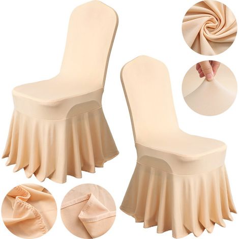 Lot de deux housses de chaise élastiques épaisses, 290 g, couleur unie, réutilisables, adaptées aux mariages, banquets et fêtes de restaurant. (1/5)