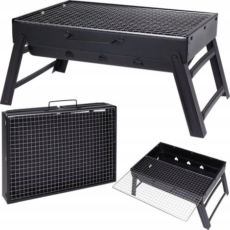GRIGLIA DA CAMPEGGIO BBQ GIARDINO PIEGHEVOLE PORTATILE A CARBONE VALIGETTA (1/5)