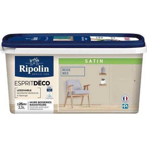 Peinture esprit deco multi-supports - RIPOLIN - 434162 - Beige wes - Satin - 2,5 L
