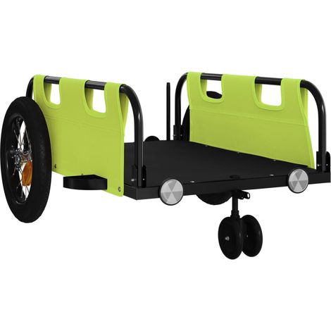 Rimorchio per bicicletta carrello tessuto Oxford ferro verde 020044407