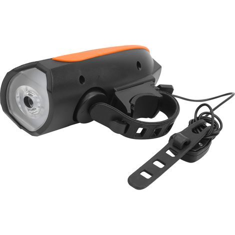 Éclairage avant de vélo avec klaxon, chargement USB, lampe frontale étanche orange, rechargeable par USB, pour la conduite de nuit. (1/5)
