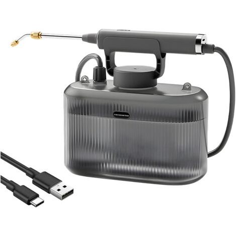 RHG Pulvérisateur de jardin alimenté par batterie 1,32 gallon, pulvérisateur électrique de 5 litres avec poignée de chargement USB, perche télescopique, 2 pistolets de pulvérisation, courroie d'ép (1/5)