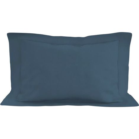 Filiyano – oreiller unie bleu canard – Taie d'oreiller unie bleu canard en coton 57 fils, 50 x 70 cm, par Soleil d'ocre Blue (1/5)