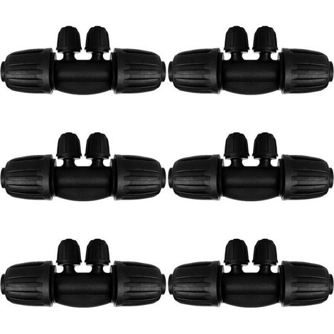 6 Pieces 4-Way Irrigation Hose Connector for 13/16mm to 4/7mm Tube Barbed Tee Pipe Connector 4-Way Drip Irrigation Connector for Garden Lawn (1/5)