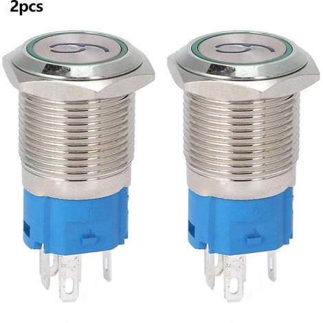 Interrupteurs à bouton plat de 16 mm à réarmement automatique, avec 3 voyants verts de 6 V CC (1/5)