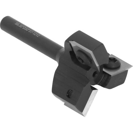 Fraise à rainurer Spoilboard avec plaquette de coupe détachable à 3 dents en carbure pour le rainurage et le détourage du bois, queue de 6,35 mm (1/4 pouce), dimensions : S6,35 x D33 x H54-3T (1/5)