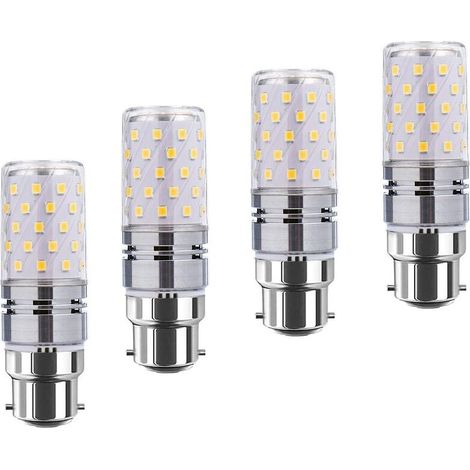 LED B22 de maïs Bulbs12W, 100W Incandescent équivalent, 1200lm, blanc chaud 3000K ampoules Chandelier, Bougie décorative Culot B22, lampe LED non graduables, Pack 4 [Classe énergétique A+] (1/4)
