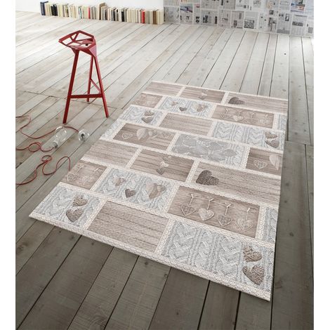 Tappeto Antiscivolo In Stampa Digitale Linea Pensieri Delicati Dis. Shabby Love, misura60X110coloreBeige (1/3)