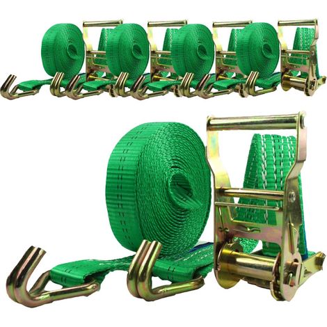 5x Profi Ratschen Spanngurt Spanngurte Zurrgurt 2-tlg 6m 2t 2to 2000 kg TÜV/GS GRÜN (1/4)