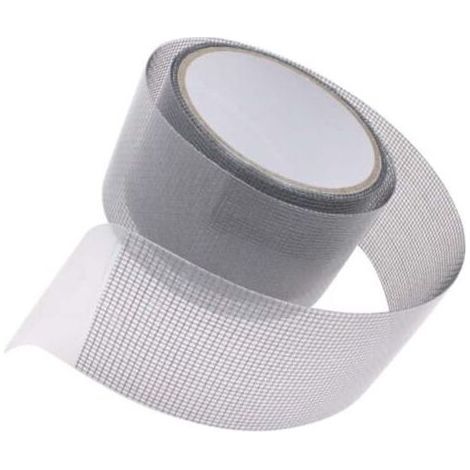 1 rouleau de ruban adhésif pour moustiquaire, colle de réparation d'écran, ruban adhésif simple face en maille, colle transparente grise, 5 cm de large TONCHEAN