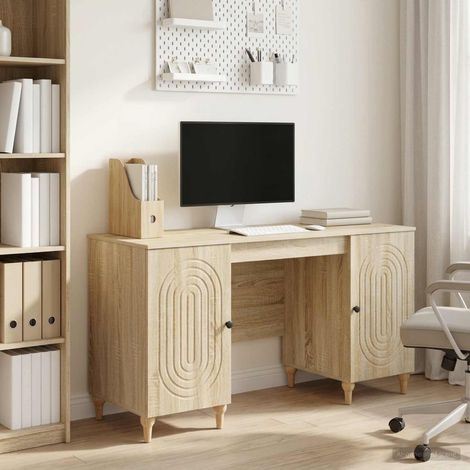 vidaXL Schreibtisch mit Regal Sonoma 142,5 x 50 x 75 cm Holzwerkstoff (1/5)
