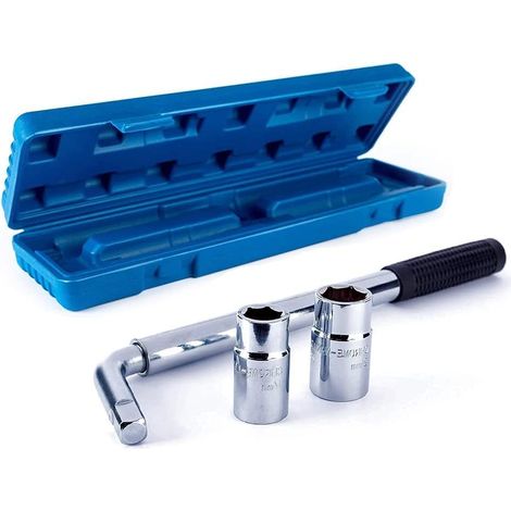 Lntyq Clé De Roue De Voiture RéTractable, Clé à Molette TéLescopique Avec Douilles Standard 17/19mm Et 21/23mm, AntidéRapant, Durable, Pour Voiture/Camionnette/Camion Pneu De Secours Panne D'Urgence E