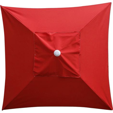 Toile de rechange imperméable pour parasol carré de 2 x 2 m (6,6 x 6,6 pi) avec 4 baleines, rouge.