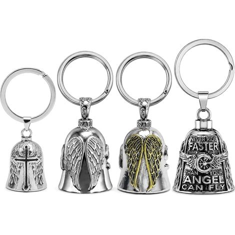 4 Pcs Guardian Ride Bell with Keyring Guardian Bell Motorrad Angel Winged Motorcycle Bell Guardian Angel Spirit Bell For Biker (1/5)