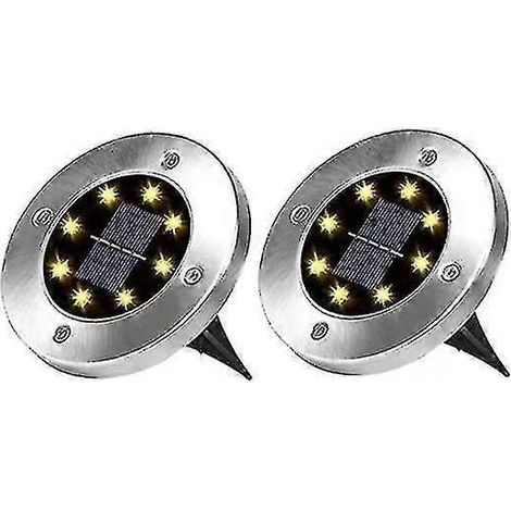 Lot de 2 lampes solaires d'extérieur pour jardin - 8 LED pour pelouse, allée, décoration de jardin (1/5)
