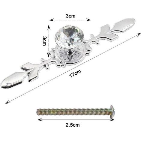 Lot de 4 boutons de porte en cristal transparent, design élégant et résistant, pour armoire, meuble ou placard – finition haut de gamme (1/3)