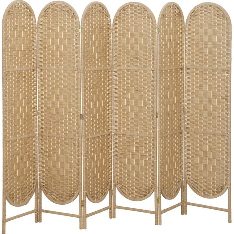 Paravent intérieur - HOMCOM - 6 panneaux - pliable, léger et tissé - style bohème - 240 x 170 cm - bois naturel (1/5)