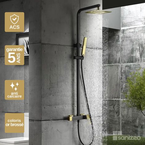 Colonne de Douche Noir/Or anti-calcaire - Design Moderne et Économie d'eau - Kit Complet SUECIA IMEX (1/5)