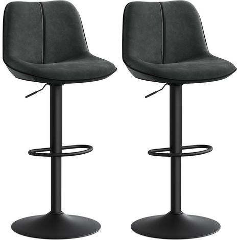 Vasagle – Lot de 2 tabourets de bar réglables en hauteur – Dossier ergonomique – Base métallique – Velours gris – Stabilité renforcée 45 cm
