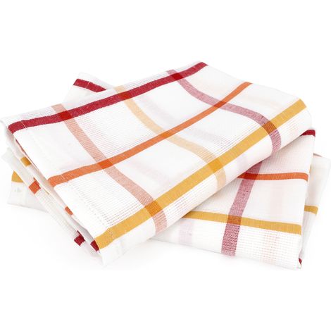 Lot de 2 torchons cuisine toile SQUARES LIN coton et lin