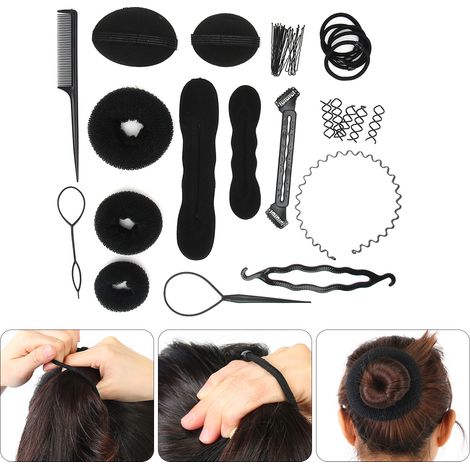 Haarflechtset mit Drehwerkzeugen und Haarstyling-Accessoires (1/5)
