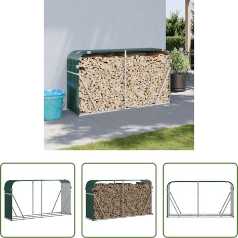 vidaXL Bois de chauffage - Porte-bûches vert 180x45x100 cm acier galvanisé (1/5)