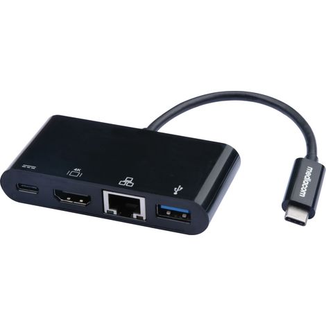 Mediacom M-DOCKTPC replicatore di porte e docking station per laptop Cablato USB 3.2 Gen 1 (3.1 Gen 1) Type-C Nero