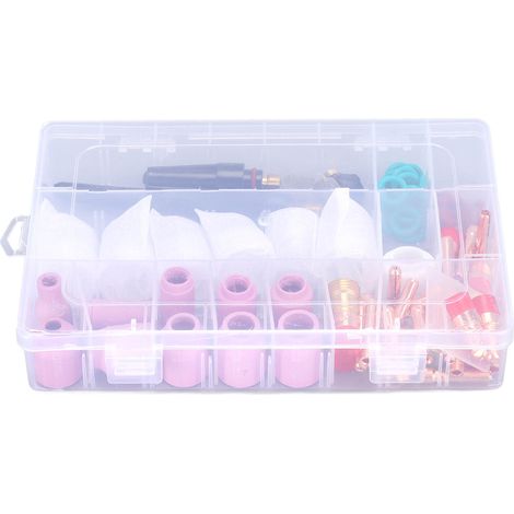 Kit d'accessoires de soudage TIG 71 pièces comprenant une buse en céramique et un godet en verre pour WP-17/18/26 (1/5)