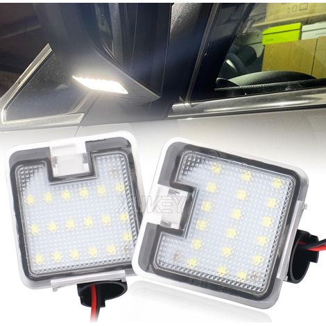2 éclairages de courtoisie LED sous rétroviseurs latéraux compatibles avec Ford Focus MK3, Escape, Kuga MK1 et 2, Mondeo MK4 et C-Max 1 et 2. Éclairage d'accueil pour portières de voiture. (1/5)