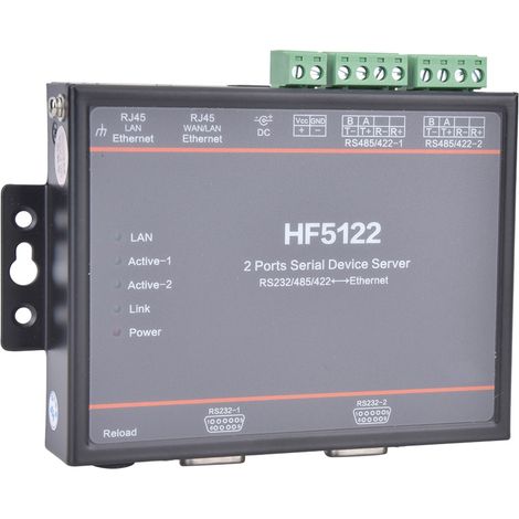 HF-5122 Serieller Server mit zwei seriellen Schnittstellen zu Ethernet (RS232/RS485/RS422, 5–36 V DC) (1/5)