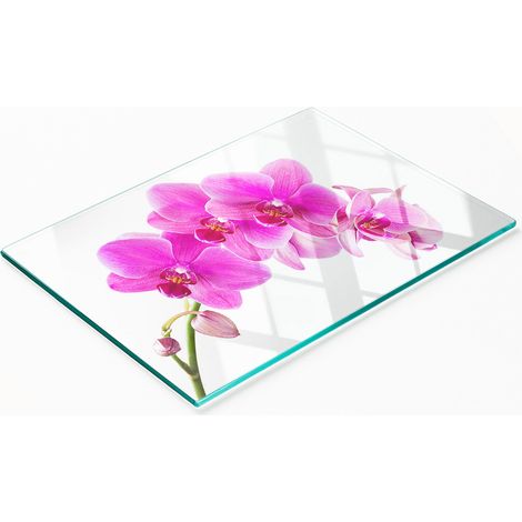 Tabla de cortar decorativa de cristal para cocina, orquídea rosa, 80x52 cm (1/5)