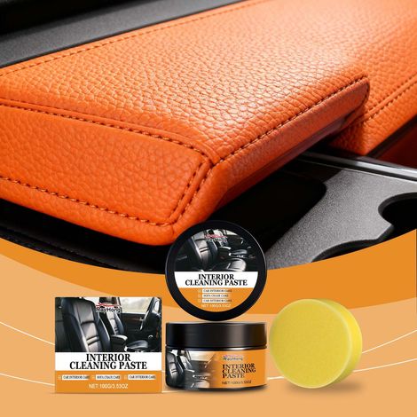 Nettoyant multi-usages pour cuir automobile, polissage des sièges, détachage, nettoyage, rénovation et entretien quotidien – 100 g x 1, éponge x 1 (1/5)