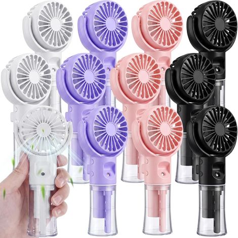 12-Pack Handheld Misting Fan Portable Rechargeable 4-Speed Cooling Fan 25ml Tank Personal Use for Travel Camping Outdoor Summer (1/5)