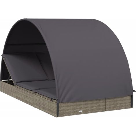 Maison Exclusive - 2-Personen-Sonnenliege mit Dach Grau 211x112x1