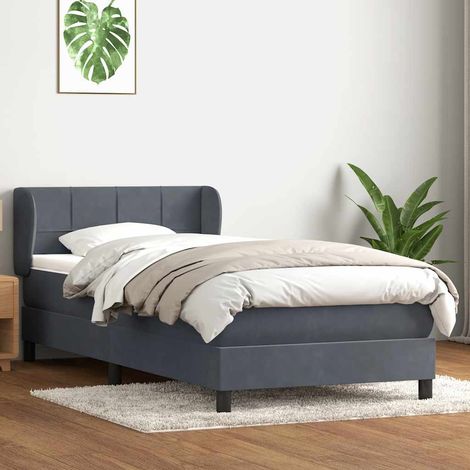 Boxspringbett mit Matratze Dunkelgrau 80x210 cm Samt (1/5)