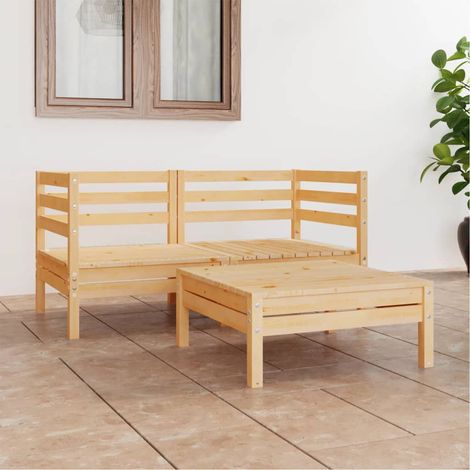 Juego de muebles de jardín 3 piezas madera maciza de pino vidaXL (1/5)