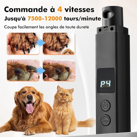 Lima de uñas para perros, lima eléctrica de 4 velocidades con luces LED, cortauñas eléctrico para perros y gatos grandes, medianos y pequeños. (1/5)