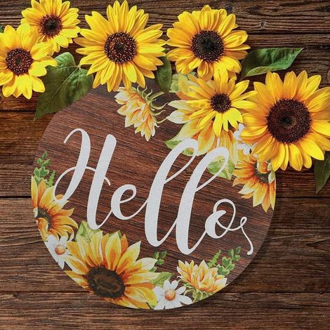 Panneau De Bienvenue - Panneau En Bois Avec Motif Tournesol - Décoration Murale Pour Intérieur - 30 X 30 Cm - 1 Pièce (1/5)
