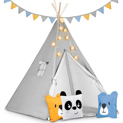 Tipi-Zelt für Kinder mit Nukido-Lichtern – grau (1/5)
