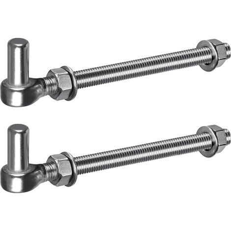 Charnière de Portail M16, 2pcs Quincaillerie à œillet de Champ Robuste 16mm Crochet pour Goupille de Suspension de Jardin en Métal pour Portail de Ferme/Clôture en Bois/Allée, 440lbs/25.4cm (1/5)