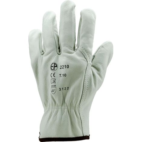 Lot de 12 paires de gants Manutention maîtrise tout fleur vachette sup beige Taille 10 (1/5)
